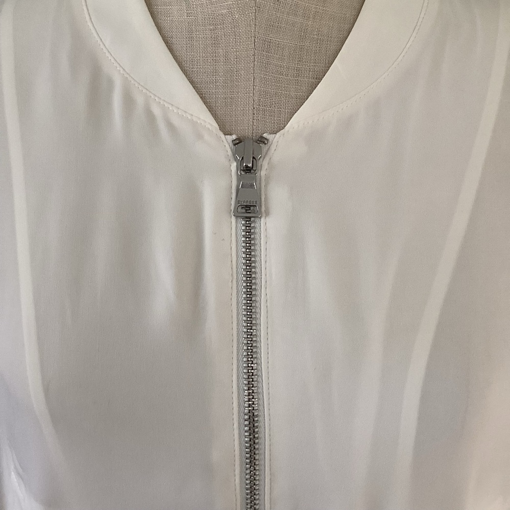 Express Ivory Cream Bomber Zip Up Jacket Size Small - Picture 4 of 12